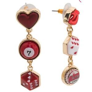 BETSEY JOHNSON Love Dice Linear Drop Earrings